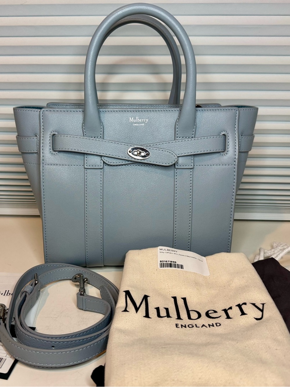 Mulberry mini zipped bayswater cloud